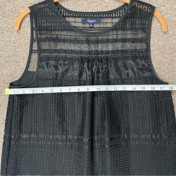 Madewell Black Dusk Sheer Dress Embroidered Silhouette Organza Lined Shift Sz 6 - Picture 10 of 11
